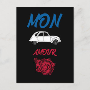 Carte Postale Oldtimer 2cv Ente Tricolore Mon amour
