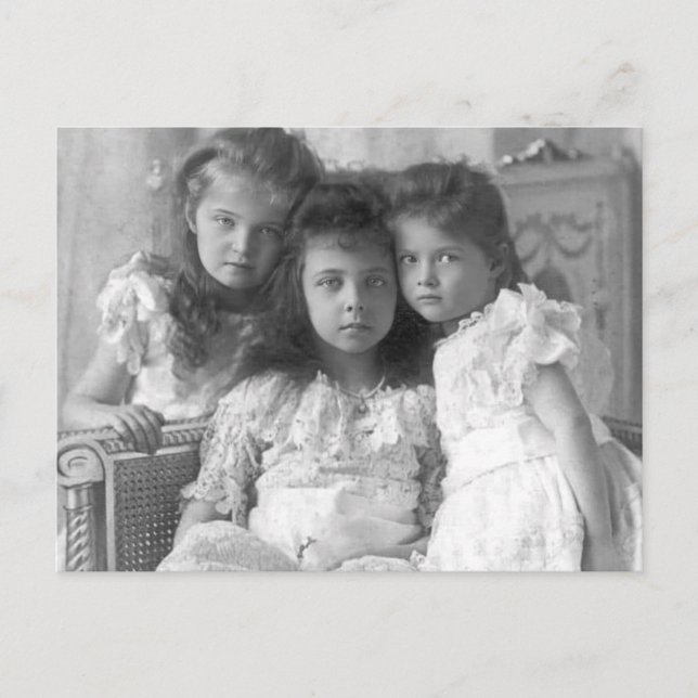 Carte Postale Olga et Tatiana de Russie avec Elisabeth de Hesse (Devant)