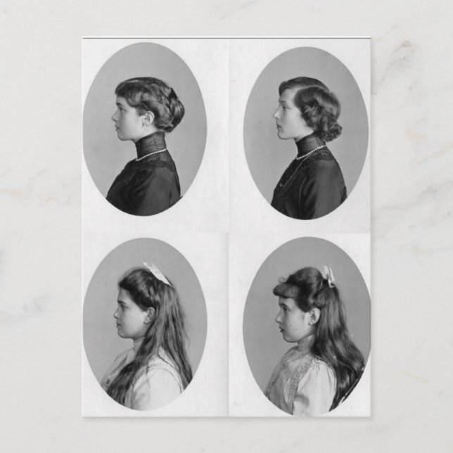 Carte Postale Olga, Tatiana, Marie, Anastasia Romanov de Russie (Devant)