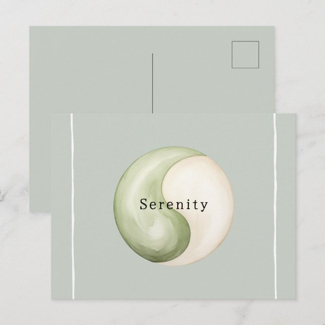 Carte Postale Olive Green Yin Yang Meditation Personalized  (Devant / Derrière)