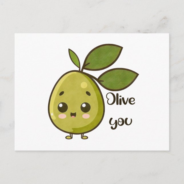Carte Postale "Olive You" Kawaii Olive (Devant)