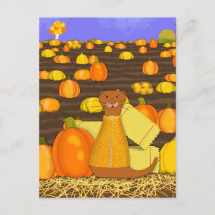 Carte Postale Oliver Le Otter prend un Citrouille