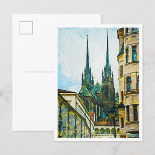 Carte Postale Olomouc Tchèque Belle Peinture à l'huile