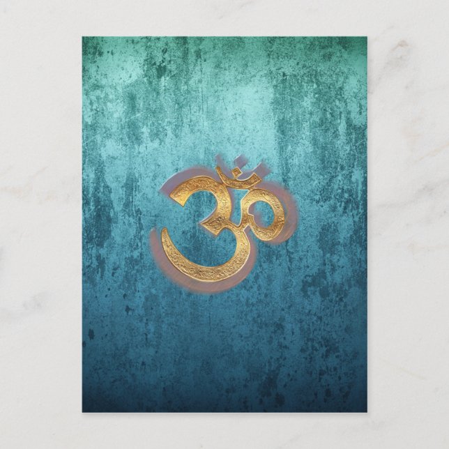 Carte Postale OM laiton or damask Asie Yoga Spiritualität (Devant)