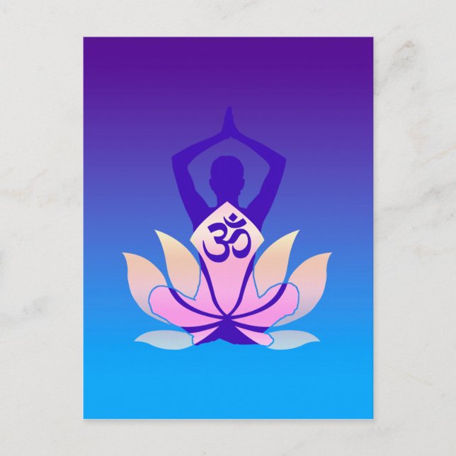 Carte Postale Om Lotus Yoga Pose pourpre teinte (Devant)