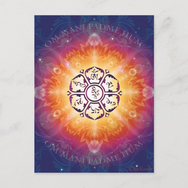 Carte Postale Om Mani Padme Hum Mantra (Devant)