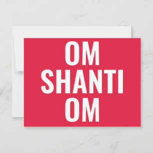 Carte Postale Om Shanti Om Red White Sanskrit Mantra