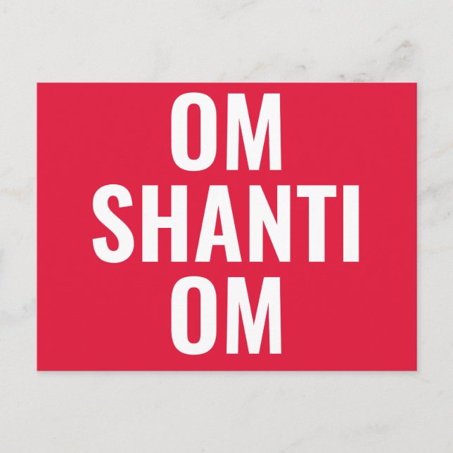 Carte Postale Om Shanti Om Rouge Blanc Mantra Sanskrit (Devant)