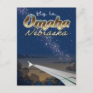 Carte Postale Omaha, affiche de voyage en vol vintage du Nebrask