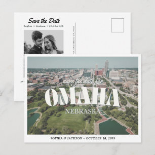 Carte Postale Omaha Mariage Enregistrer la Date Rétro Skyline