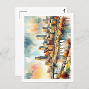 Carte Postale Omaha Nebraska Famous Travel Places aquarelle