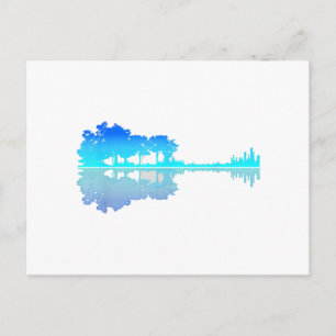 Carte Postale Ombre d'amour de lac de guitare musicien de guitar
