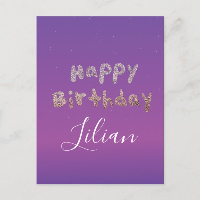 Carte Postale Ombre  Lettre Bulles Pailletées Joyeux Anniversair (Devant)
