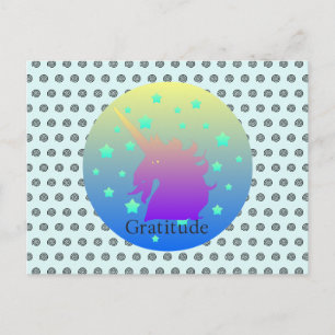 Carte postale "Ombre unicorn avec mot de gratitude
