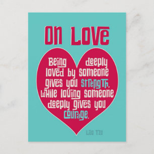 Carte Postale On Love. Citation de Lao Tzu