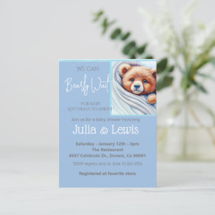 Carte Postale On peut à peine attendre l'invitation de bébé garç