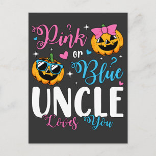 Carte Postale Oncle rose ou bleu t'aime bébé citrouille