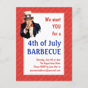 Carte Postale Oncle Sam 4 JUILLET BBQ BARBECUE
