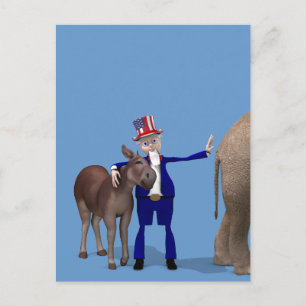 Carte Postale Oncle Sam aime les ânes