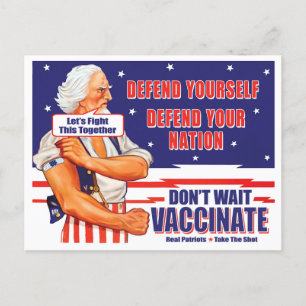 Carte Postale Oncle Sam Vaccinez-vous Luttons Ensemble Contre Ce