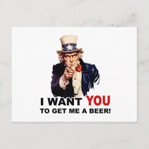 Carte Postale Oncle Sam VEUT QUE TU ME PRENNES UNE BIÈRE