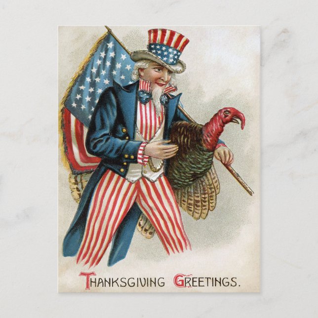Carte Postale Oncle vintage Sam Thanksgiving (Devant)