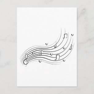 Carte Postale Onde de note de musique, clipart de ligne noire