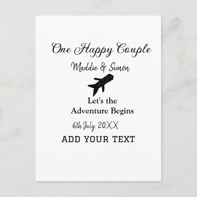 Carte Postale One happy Couple, l'aventure commence co mariage (Devant)