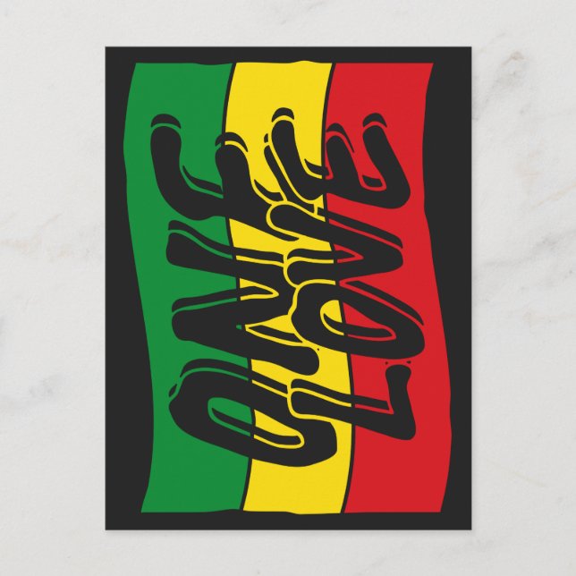 Carte Postale One Love Drapeau Reggae Rasta (Devant)