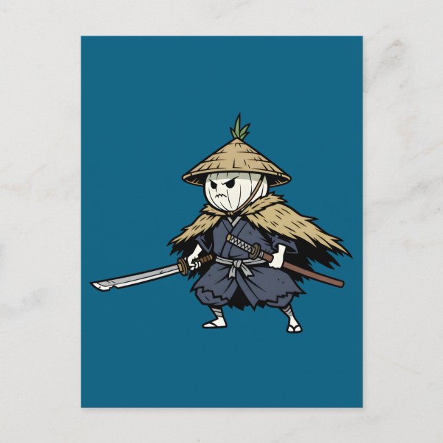 Carte Postale Onion Ronin Wandering Samurai Warrior Illustration (Devant)