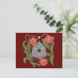 Carte Postale Onirzhyek kazakh décoration avec tulipes