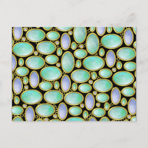 Carte Postale Opal Broch Gem Gemstone Motif Turquoise