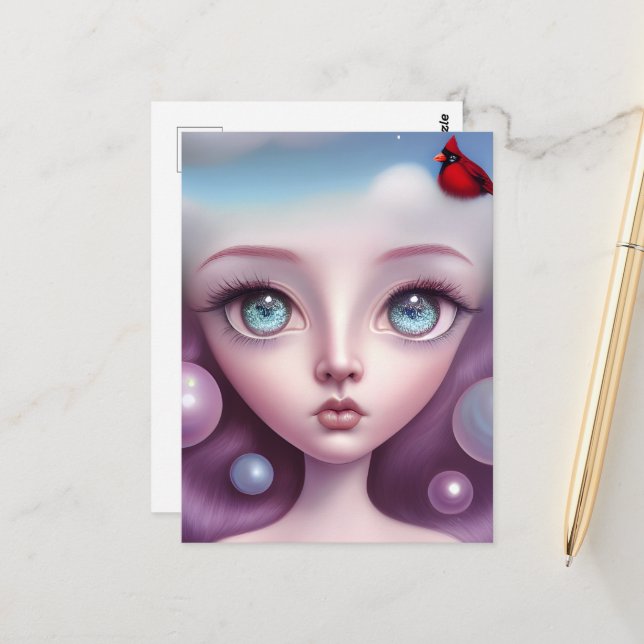Carte Postale Opal Eyes Cardinal Girl (Devant/Arrière en situation)