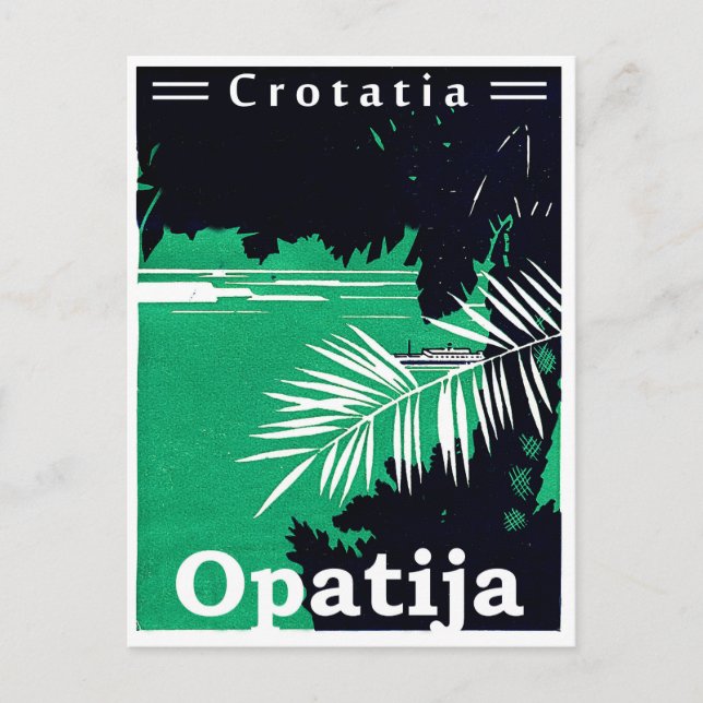 Carte Postale Opatia, Croatie, mer Adriatique, deux couleurs vin (Devant)