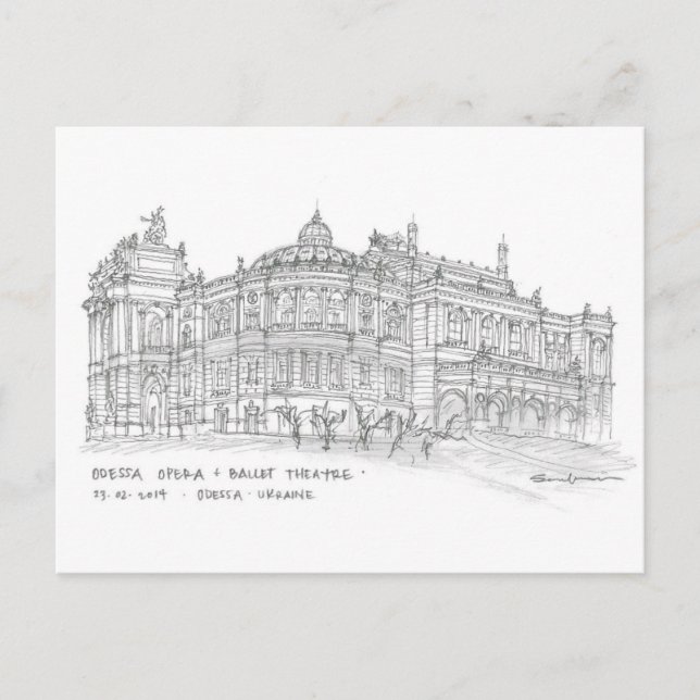 Carte Postale Opéra + Ballet Théâtre, Odessa, Ukraine (Devant)