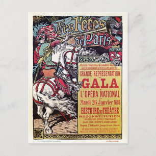 Carte Postale Opéra national français style médiéval Gala vintag