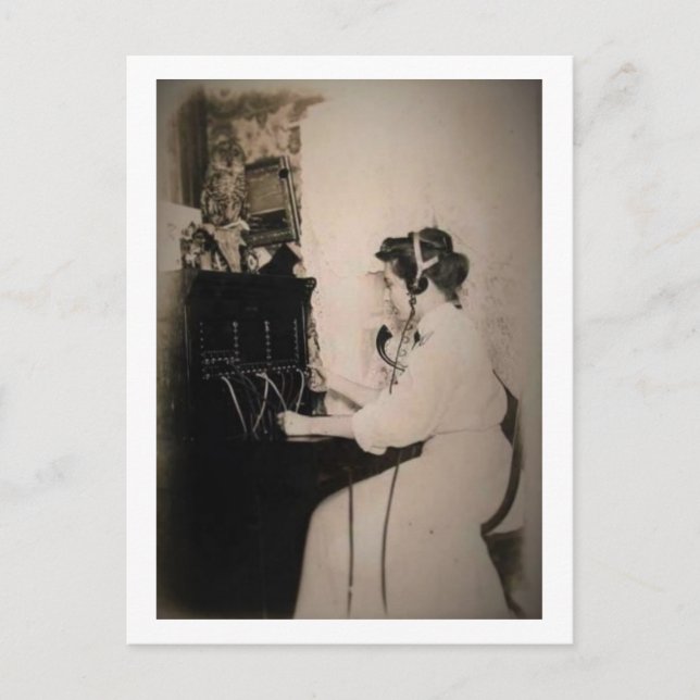 Carte Postale Opérateur de tableau de bord téléphonique Vintage (Devant)