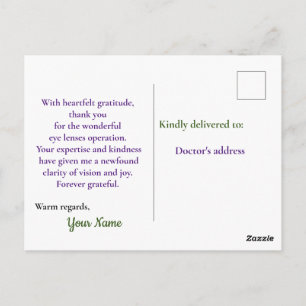 Carte Postale opération de lentilles oculaires merveilleuse