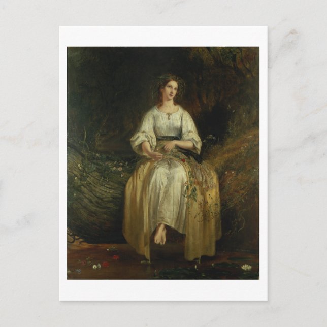 Carte Postale Ophelia weaving her garlands, 1842 (oil on panel) (Devant)
