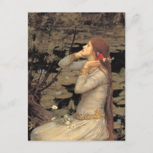 Carte Postale Ophélie avec cheveux rouges en continu