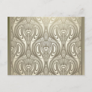 Carte Postale Or, Art nouveau, déco, blanc, chic, élégant, beau