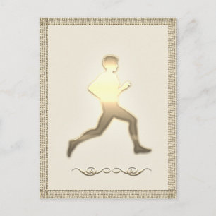 Carte Postale Or Athlétisme Sport Marathon Joggeur Randonneur