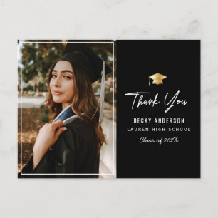 Carte Postale or casquette noir merci diplôme