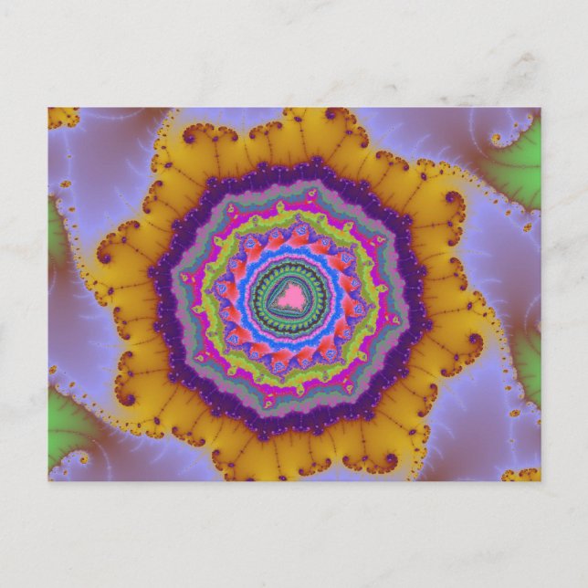 Carte Postale Or coloré et violet fractal (Devant)