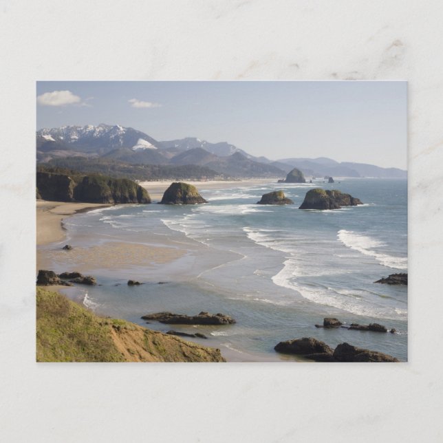 Carte Postale OR, Côte de l'Oregon, Parc d'état Ecola, Crescent (Devant)