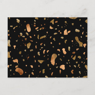 Carte Postale Or de cuivre sur pierre noire Terrazzo