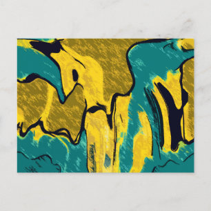 Carte Postale Or et Turquoise Abstrait