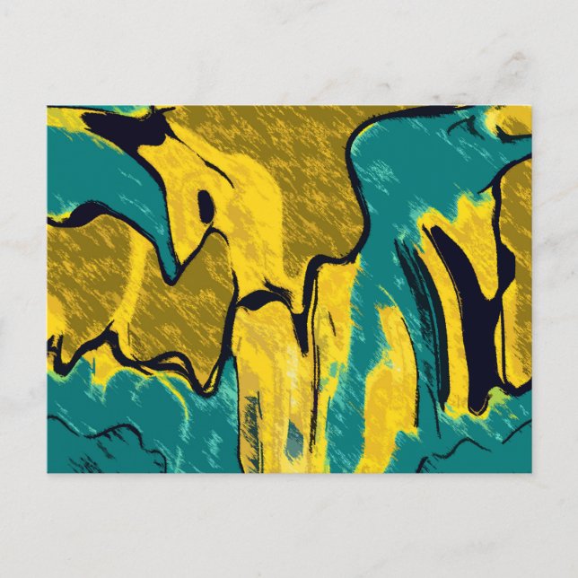 Carte Postale Or et Turquoise Abstrait (Devant)