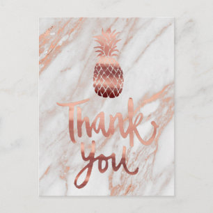 Carte Postale or rose merci calligraphie ananas