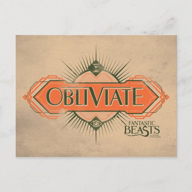 Carte Postale Orange Art Déco Obliviate Spell Graphisme (Devant)